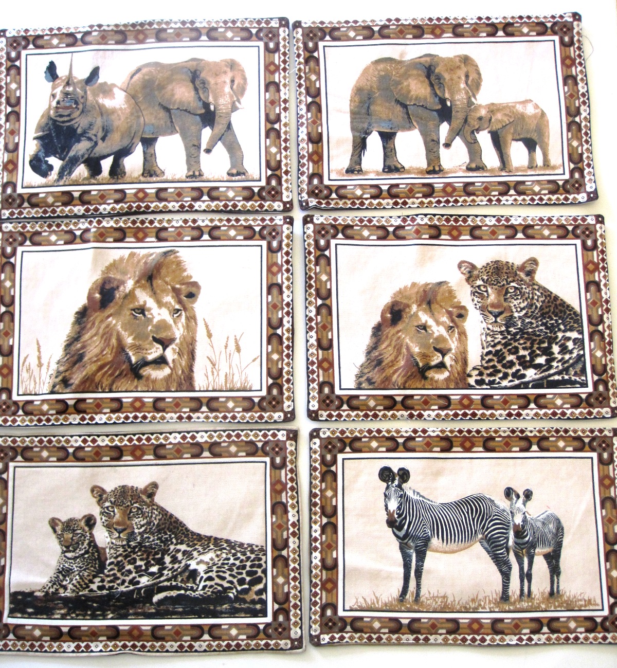 African Animals Batik Placemats - Set of 6
